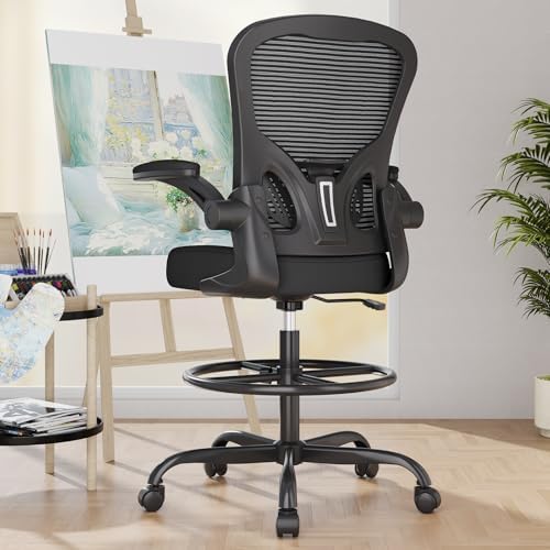 Synorla Ergonomic Tall Drafting Chair-Mesh Desk Chair with Flip-Up Arms - Image 2