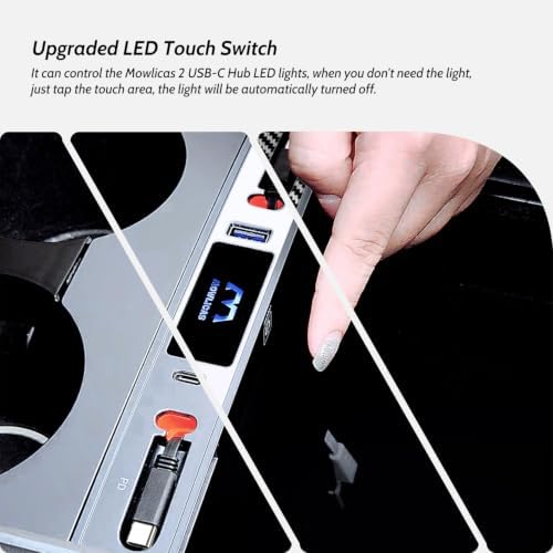 2 USB-C Touch Hub for Tesla (Carbon Fiber), Retractable 27W Fast Charger for iPhone 15 is Necessary Model3/Y 2024/2023/2022/2021 Accessories but Not for M3 Highland, Gifts for Tesla Owners - Image 2
