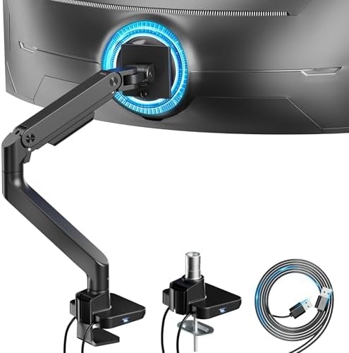 ARES WING Ultrawide Monitor Desk Arm with USB A/C for 17 to 49 Inch Screen by ARESWING