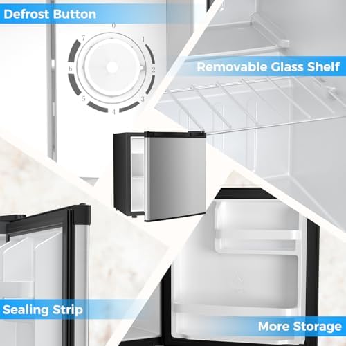 Antarctic Star 1.7 Cu.Ft Compact Refrigerator, Adjustable Thermostat, Removable Glass Shelf, Single Reversible Door Mini Fridge for Bedroom, Office, Dorm, Silver - Image 4
