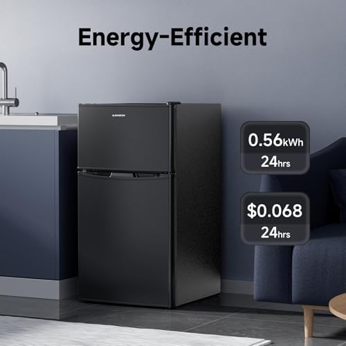BANGSON 3.2 CU.FT Mini Fridge with Freezer for Bedroom Office Black - Image 4