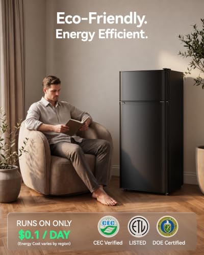 Tehanld 4.4 Cu.Ft Fridge Freezer for Dorm/Office, 2-Door, Quiet - Image 4