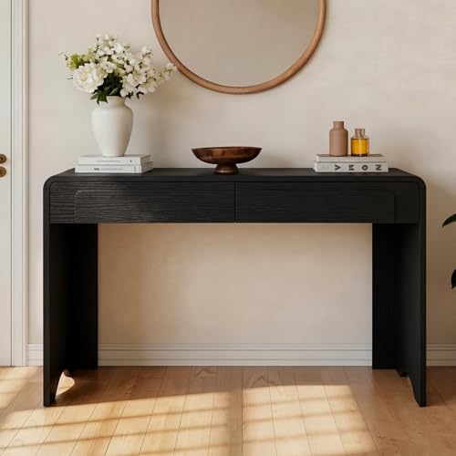 Bestier 47" Computer Desk with 2 Drawers, Modern Wood Writing Desks, Black - Image 7