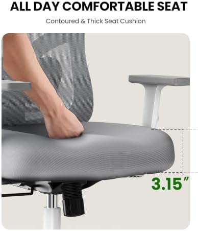 Marsail Ergonomic Office Chair Lumbar Support & Adjustable Armrests, Grey - Image 6