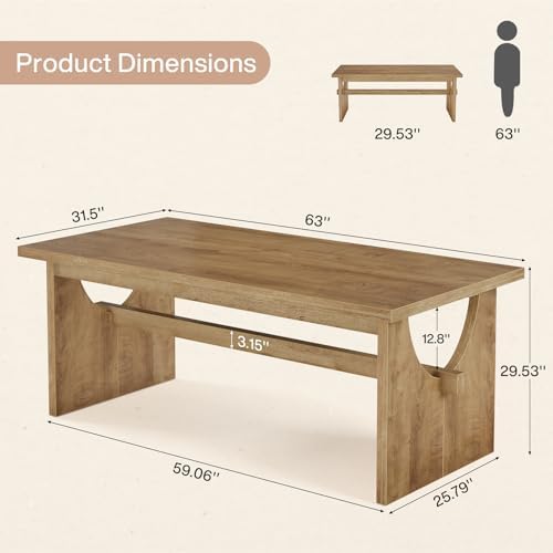 Tribesigns Executive Office Desk, 63-Inch Farmhouse Computer Desk, Large Writing Study Conference Table with Sturdy Legs, Business Workstation Table for Home Office, Rustic Brown - Image 2