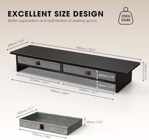 Fenge 35 Inch Monitor Stand with Drawer Storage, Computer Riser for Desk - Image 5