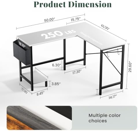 L Shaped Computer Gaming Desk with PC Stand for Home Office - Image 2