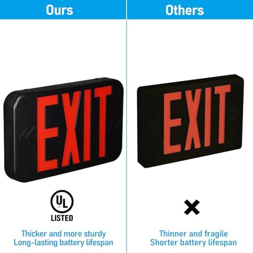 TORCHSTAR 12-Pack Red Letter LED Exit Sign with Battery Backup, Black - Image 3