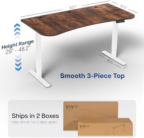 VIVO Rustic Vintage Brown 63 x 32 in Standing Desk, DESK-KIT-1W1N - Image 3