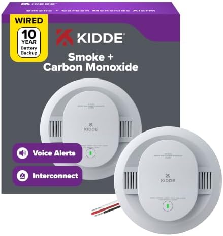 Kidde Smoke and Carbon Monoxide Detector, Hardwired with 10-Year Battery Backup, Voice Alerts, LED, 85 dB, 30CUA10-V, 1 Pack by Unknown