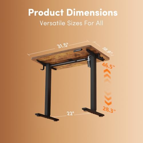 FEZIBO Standing Desk 32 × 19 Inch Electric Height Adjustable, Rustic Brown - Image 3