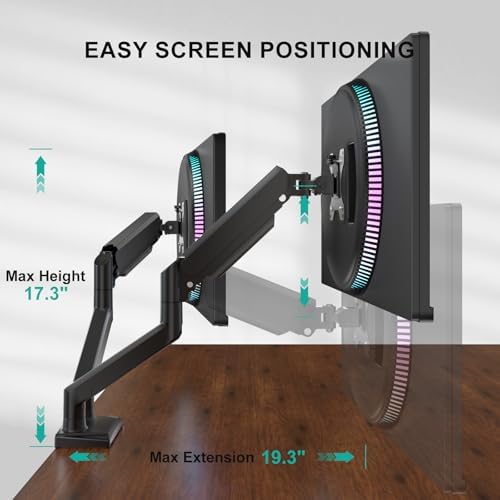 WALI Adjustable Dual Monitor Arm for 13-32 inch Screens, 22 lbs per Arm - Image 4