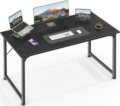 Huuger Modern Simple Office Desk, 40 Inch Gaming Desk with Storage, Black Metal Frame, Large Legroom by Huuger