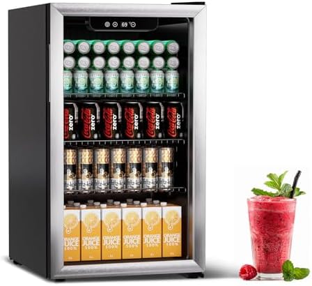 Erivess Compact Beverage Refrigerator, 110 Can/3.1 Cu Ft Mini Fridge,Silver by Erivess