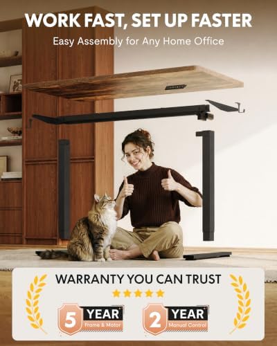 FLEXISPOT EN1 48"x24" One-Piece Standing Desk, Rustic (Black Frame) - Image 4