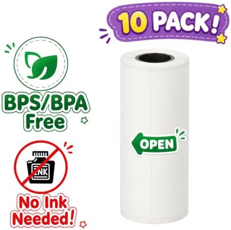 BPS/BPA Free Thermal Paper Rolls, 10-Pack for AI Voice-Powered Sticker Maker - Image 2