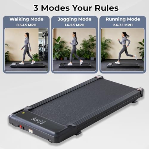 Foldable Walking Pad Treadmill for Home Office with Handle Bar, 3-in-1 Portable Treadmill Under Desk, Low Noise Operation, Remote Control & LED Display, Black - Image 2