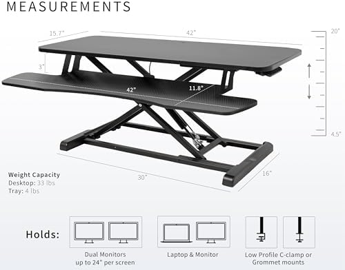 VIVO Black Carbon Fiber 42 inch Desk Converter, DESK-V042KR - Image 3