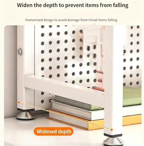 Hole-Board Desktop Bookshelf, DIY Adjustable Storage Iron Frame Hole-Board Desk Shelf Organizer, Freestanding No Drill Design for Student Dorm Office Gaming Desktop - Image 6