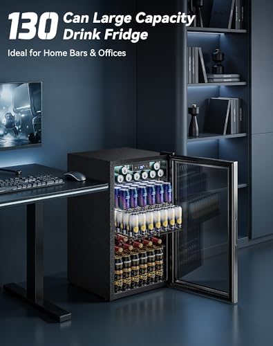 3.1 Cuft Beverage Fridge, 130 Can Mini Fridge, Glass Door, 34-64°F, Silver - Image 3