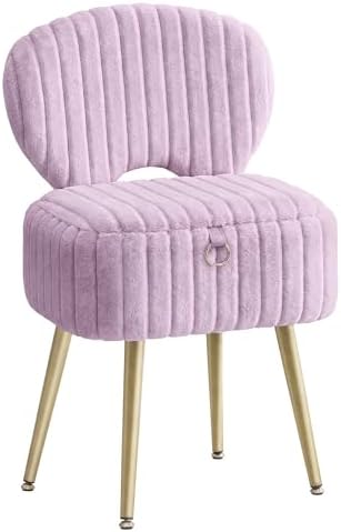 SONGMICS Vanity Chair, Makeup Stool with Folding Backrest by SONGMICS
