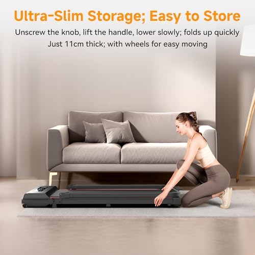 Under Desk Walking Pad with Removable Handle Bar for Home 2.0HP Treadmills for Home Small Space LED Display Electric Mini Portable Walking Pad 0.6-6.2MPH 330LBS Capacity Compact Walking Pad - Image 4