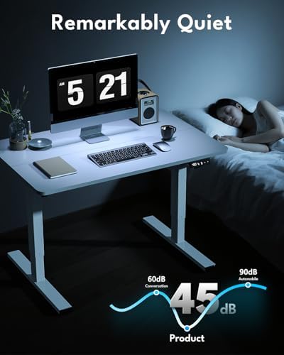 Electric Standing Desk, Gaming Desk, 40 x 24 Inch, White - Image 6