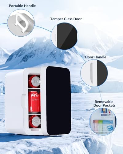 Electactic 10L Compact Mini Fridge, AC/DC Small Refrigerator, White - Image 7