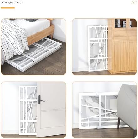 Lutown-Teen 32 inch Folding Small Desk, White Marble - Image 5