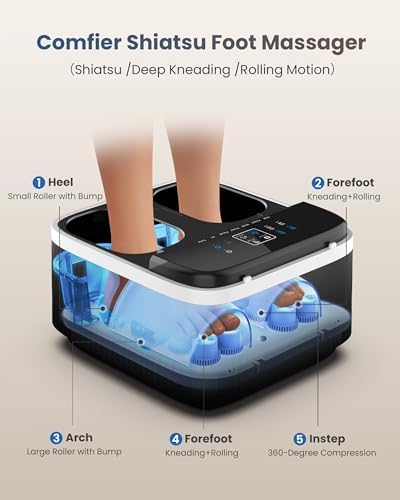 COMFIER FSA Eligible Foot Massager with Heat, Shiatsu Foot Massager Machine for Neuropathy Plantar Fasciitis, Squeeze & Rolling Foot Massage, Remote Control & Piano-Key Button - Image 2