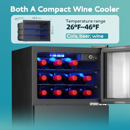 EUHOMY Double Door Mini Fridge With Freezer, Freestanding Mini Freezer - Image 3