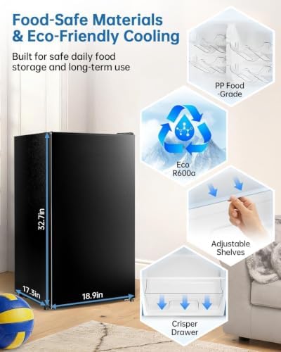 3.2 Cu Ft Mini Fridge with Freezer, Single Door Upright Freezer - Image 6