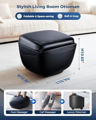 KNQZE Shiatsu Foot & Calf Massager with Heat, Multi-Use Luxury Ottoman - Image 5