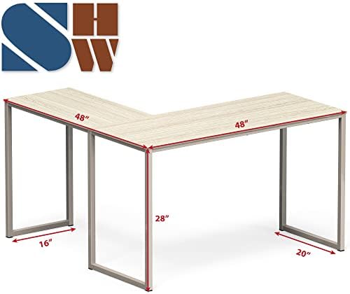 SHW Mission 48 x 48 L-Shape Home Office Computer Desk, Maple - Image 3