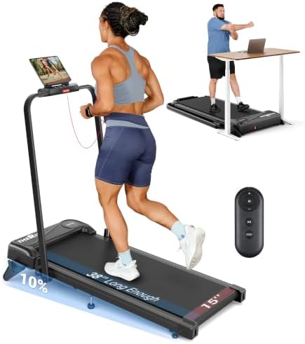 THERUN Walking Pad with Handle Bar, Foldable Under Desk Walking Pad by THERUNFITNESS