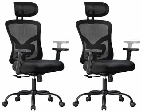 Marsail Ergonomic Office Chair Ergonomic Gaming Chair with Lumbar Support, 2D Headrest, Adjustable Armrests, Contoured Seat Cushion, Computer Desk Chair with Wheels for Home and Office, Pack of 2 by Marsail