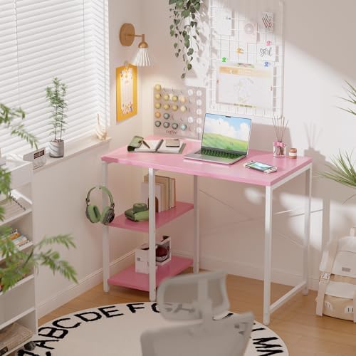 Pamray 32 Inch Small Computer Desk with Shelves for Bedroom Small Spaces - Image 2