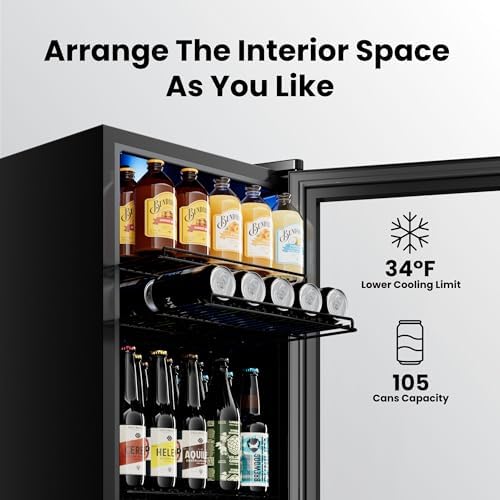 Yeego Beverage Refrigerator Drink Cooler, 105 Cans Mini Fridge - Image 4