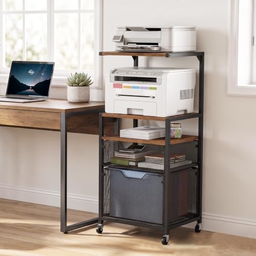 HOOBRO File Cabinet with Shelves, Mobile Filing Cabinet, Printer Stand - Image 4