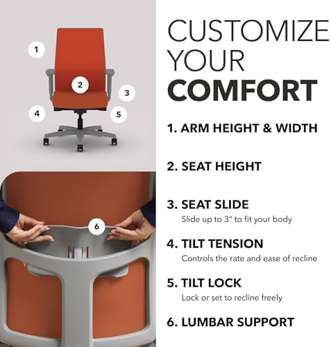 HON Ignition 2.0 Ergonomic Office Chair, Lumbar Support, Salamander - Image 3