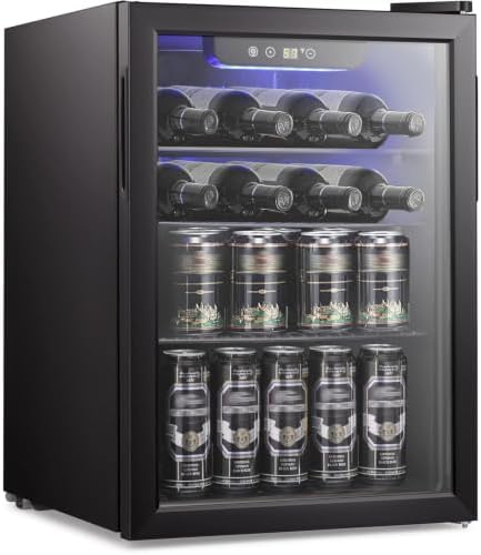 Antarctic Star 2.6cu.ft Wine Cooler/Cabinet Beverage Refrigerator, Small Mini Wine Cellar Fridge, Beer Soda Clear Front Glass Door, Quiet Operation, Adjust Temperature, Freestanding, Black…… by AntarcticStar