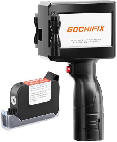 GOCHIFIX Handheld Inkjet Printer with 4.3'' Touch Screen Portable Handheld Printer Printing Height 0.08-0.5 Inch Inkjet Coding Machine for Text QRCode Barcode Image Date (Support 27 Languages) by GOCHIFIX