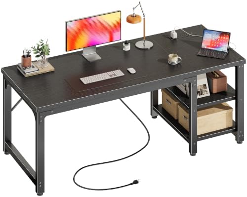 Huuger 47.2'' x 19.7'' Computer Desk, Power Outlets, 0.95'' Thick Desktop by Huuger