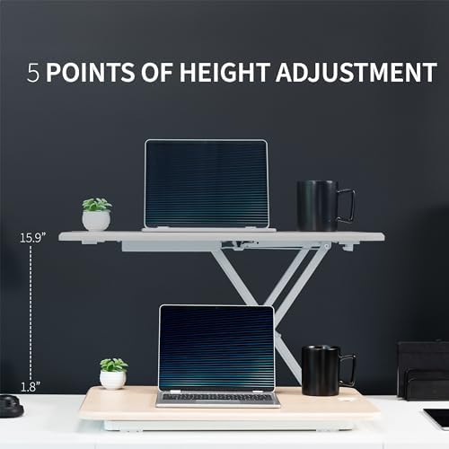 VIVO Light Wood 26 in Single Top Standing Desk Converter, DESK-V001JF - Image 3