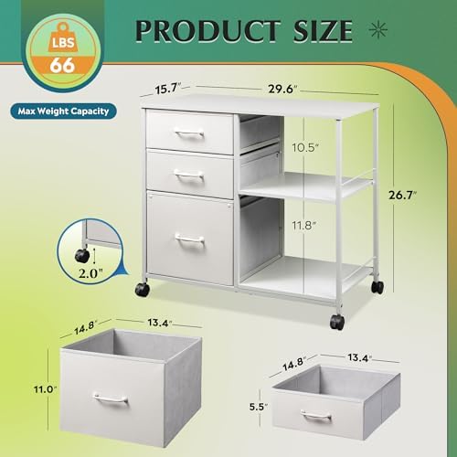 DEVAISE 3 Drawer Mobile File Cabinet with Open Storage Shelf - Image 3