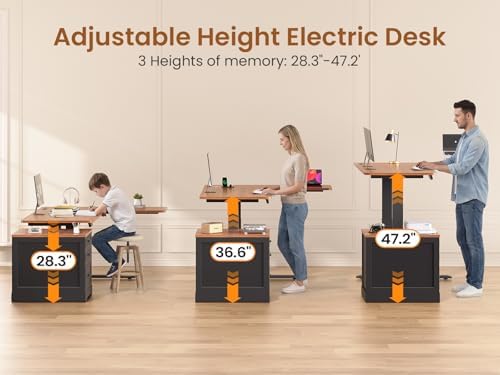 SEDETA Farmhouse L Shaped Electric Standing Desk, 70.9" x 39.4" Height Adjustable Office Executive Desk with 3 Drawers, Standing Computer Desks with Power Outlet for Home Office, Black - Image 4