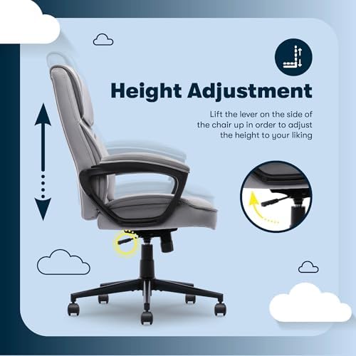 Serta Executive Office Chair with Lumbar Support, Soft Velvet Fabric Chair - Image 6