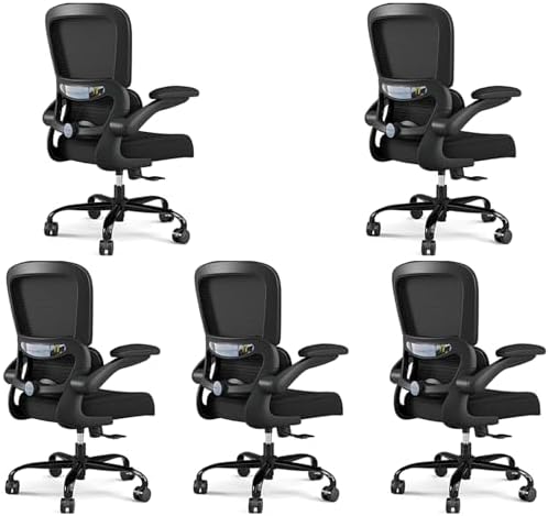 TRALT Office Chair - Ergonomic Desk Chair with Adjustable Lumbar Support, Mesh Computer Chair, Executive Chairs for Home Office Comfortable Lumbar Support Black Pack of 5 by TRALT