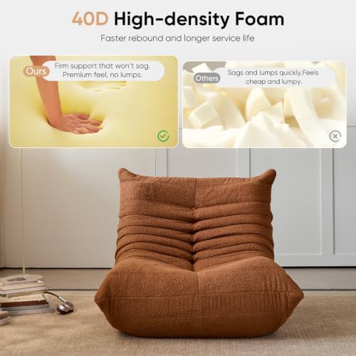 Adults Bean Bag Chairs Togo Couch Comfy Lazy Floor Sofa, Brown, 1 Seater - Image 6