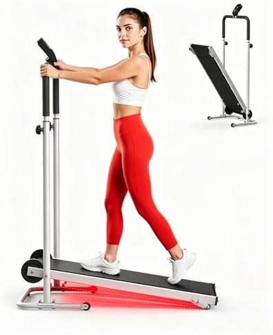 AKLUER Dual Flywheel Manual Treadmill - Foldable Non-Electric for Home/Gym by AKLUER